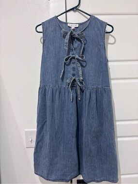 She + Sky Light Blue Denim Tie-Front Dress